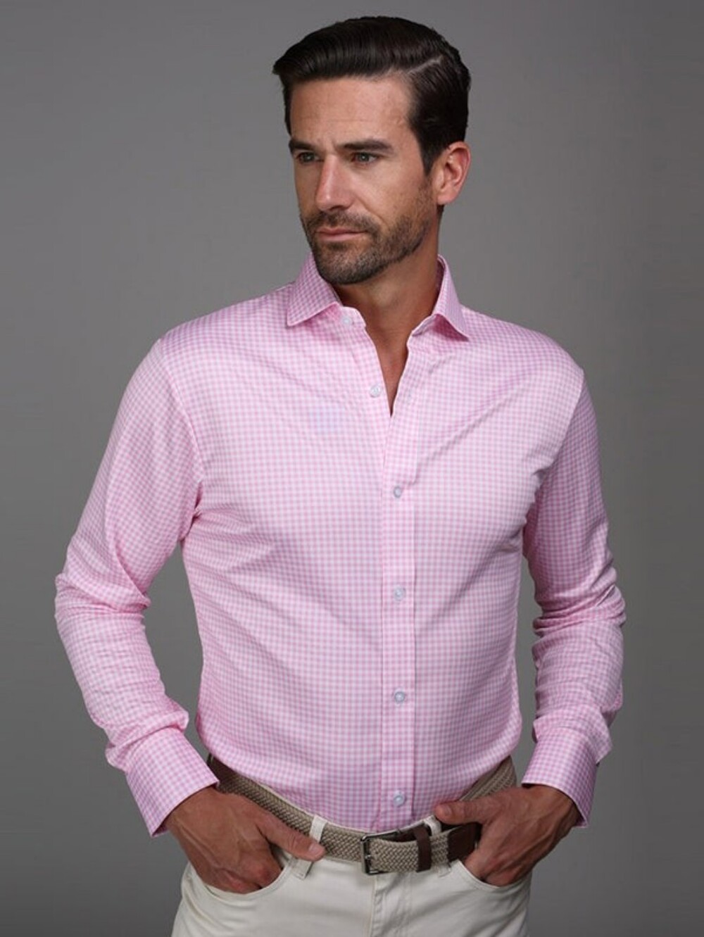 NWOT Quattro Flex Dress Shirt with Semi-Spread Collar Size L